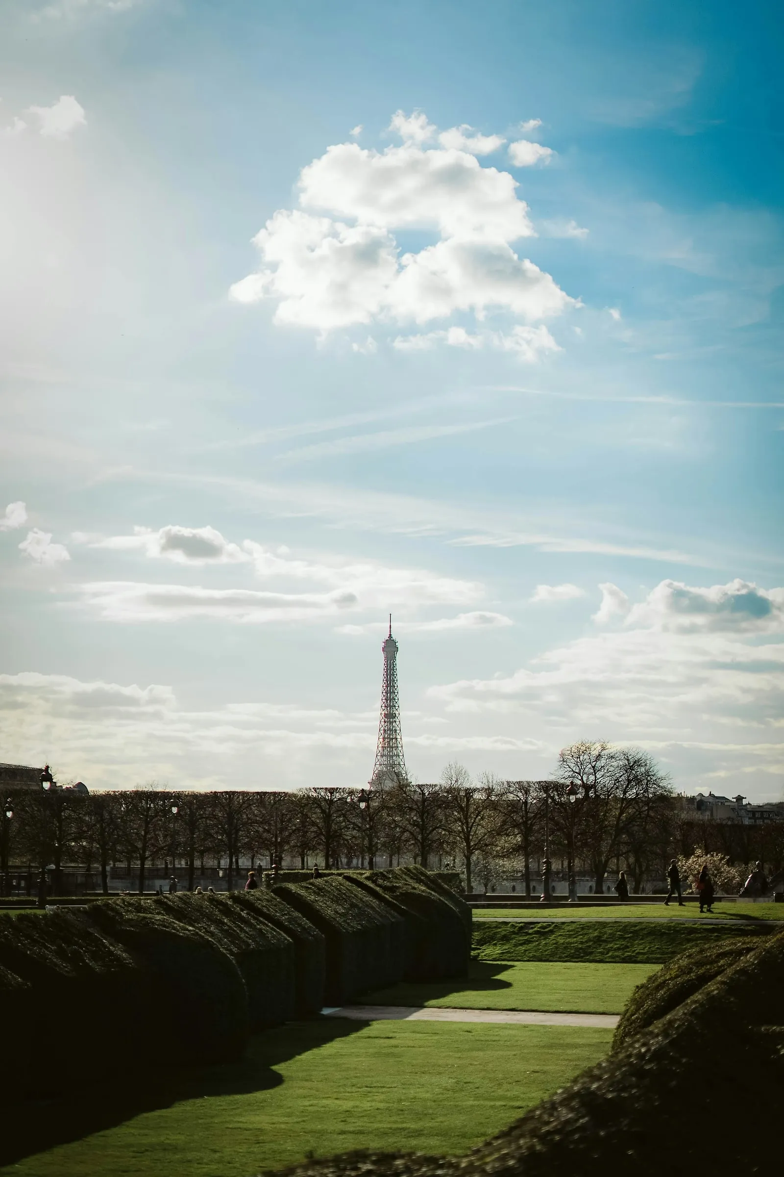 Formal garden with the Eiffel Tower in the distance
