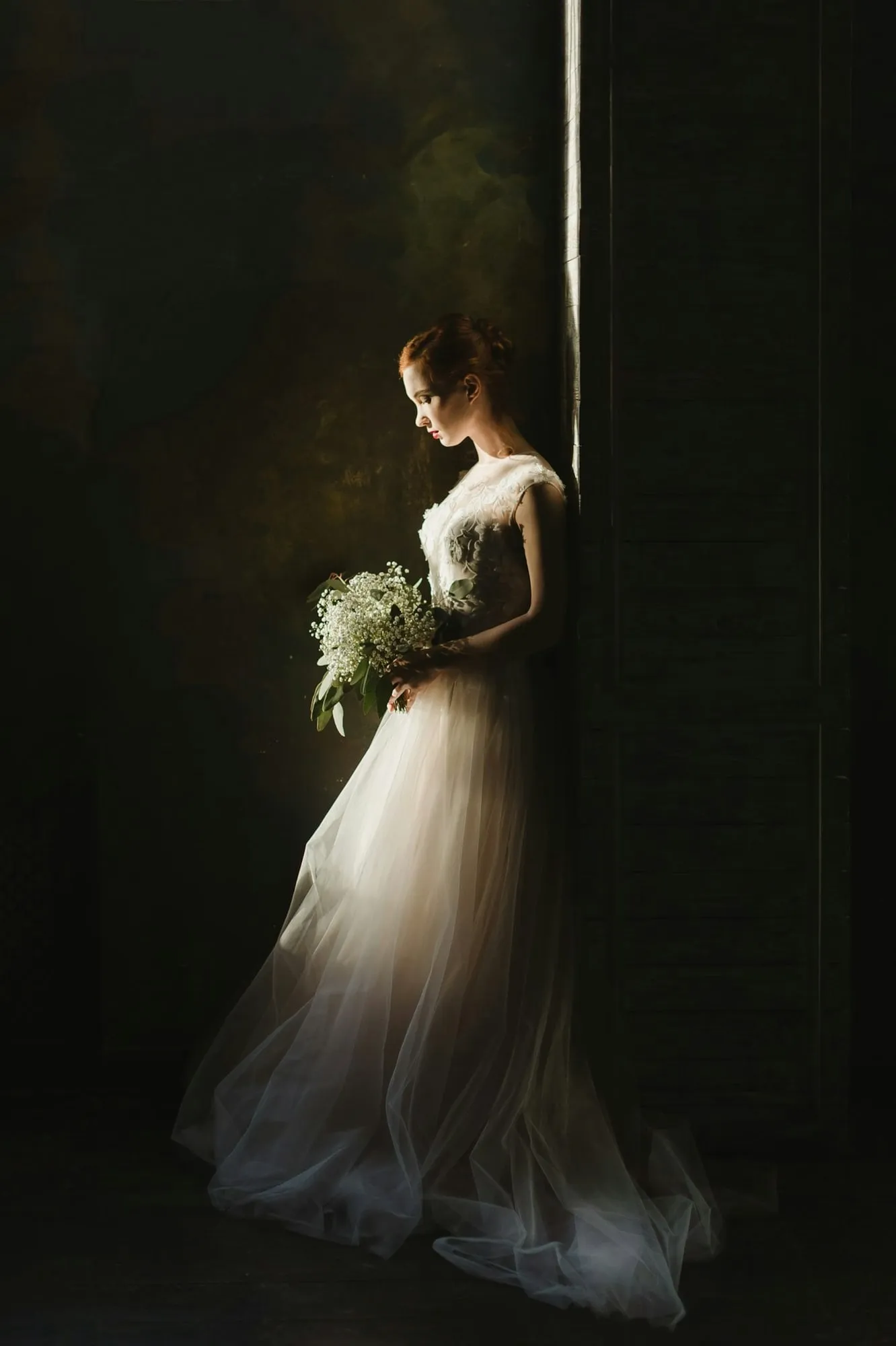 The bride by a window, in chiaroscuro